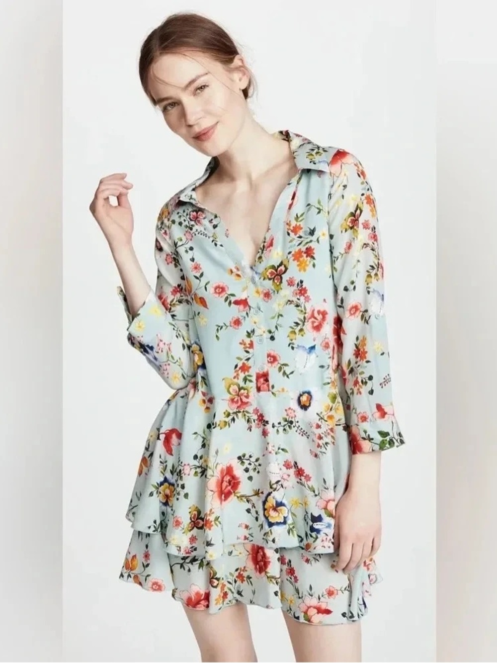 Alice + Olivia Pale Blue Floral Dress NWT